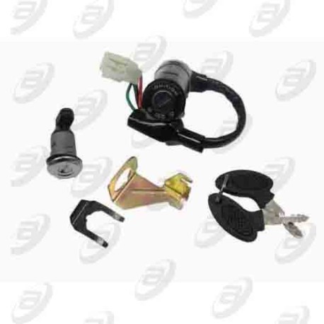 SWITCH INTERRUPTOR DE ENCENDIDO Y SEGURO DE ASIENTO 12 Vcc CON JUEGO DE LLAVES AT-110 NEGRA 16-17 / AX-110 16 / XT-110 11-15 / 