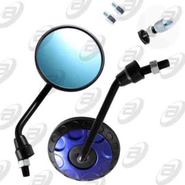 ESPEJOS ALIEN REDONDOS NEGRO / AZUL 10 mm- 8 mm UNIVERSAL