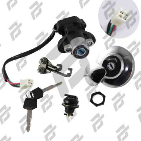 SWITCH INTERRUPTOR DE ENCENDIDO C /JUEGO DE LLAVES TAPON DE GASOLINA Y SEGURO DE ASIENTO 12 Vcc TC-200NE 18-20