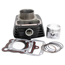 JUEGO CILINDRO COMPLETO CON PISTON,ANILLOS,PASADOR Y SEGURO CG125/FT125 NEGRO